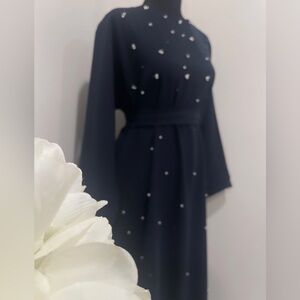 Long Modest Pearl Gown - Belted -